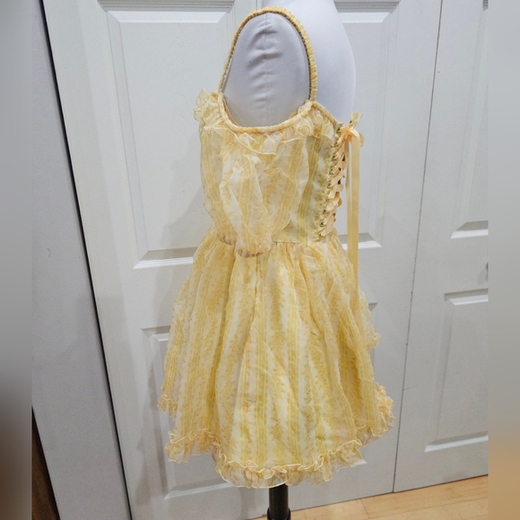 ~SOLD~Dolls Kill Sugar Thrillz SAMPLE Sense N' Sensibility Yellow Corset Dress S - Picture 10 of 14
